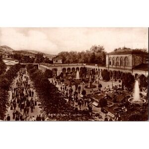 Vintage Bad Kissingen Kurgarten‎ Germany Postcard Sepia View